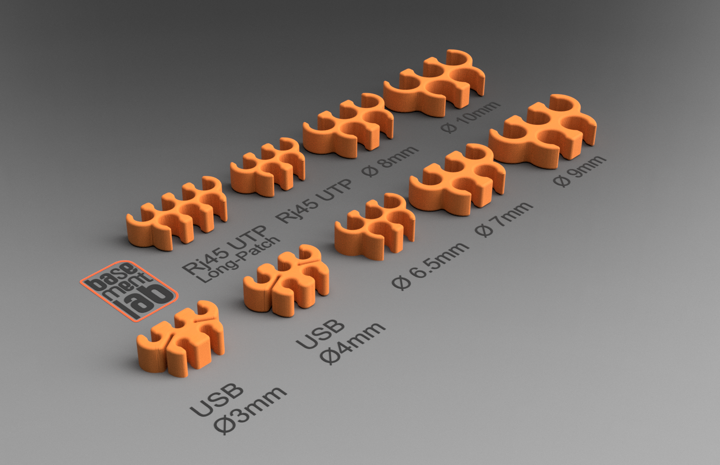 Cable Organizer / Cable Clip - Clip RJ45 - USB Ø3mm USB Ø4mm - Ø6.5mm - Ø7mm - Ø8mm - Ø9mm - Ø10mm