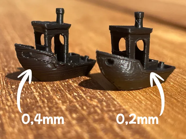 Mini Benchy boat, 0,2mm vs 0,4mm comparison