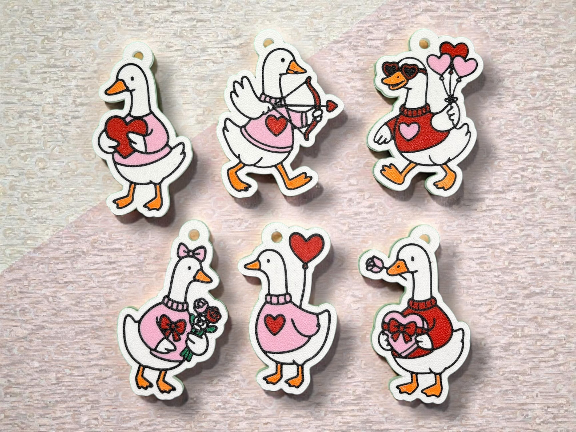 Love You Goose Much – Valentine Goose Keychain Set