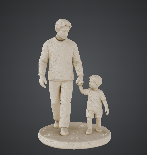Father and Child Walking Sculpture