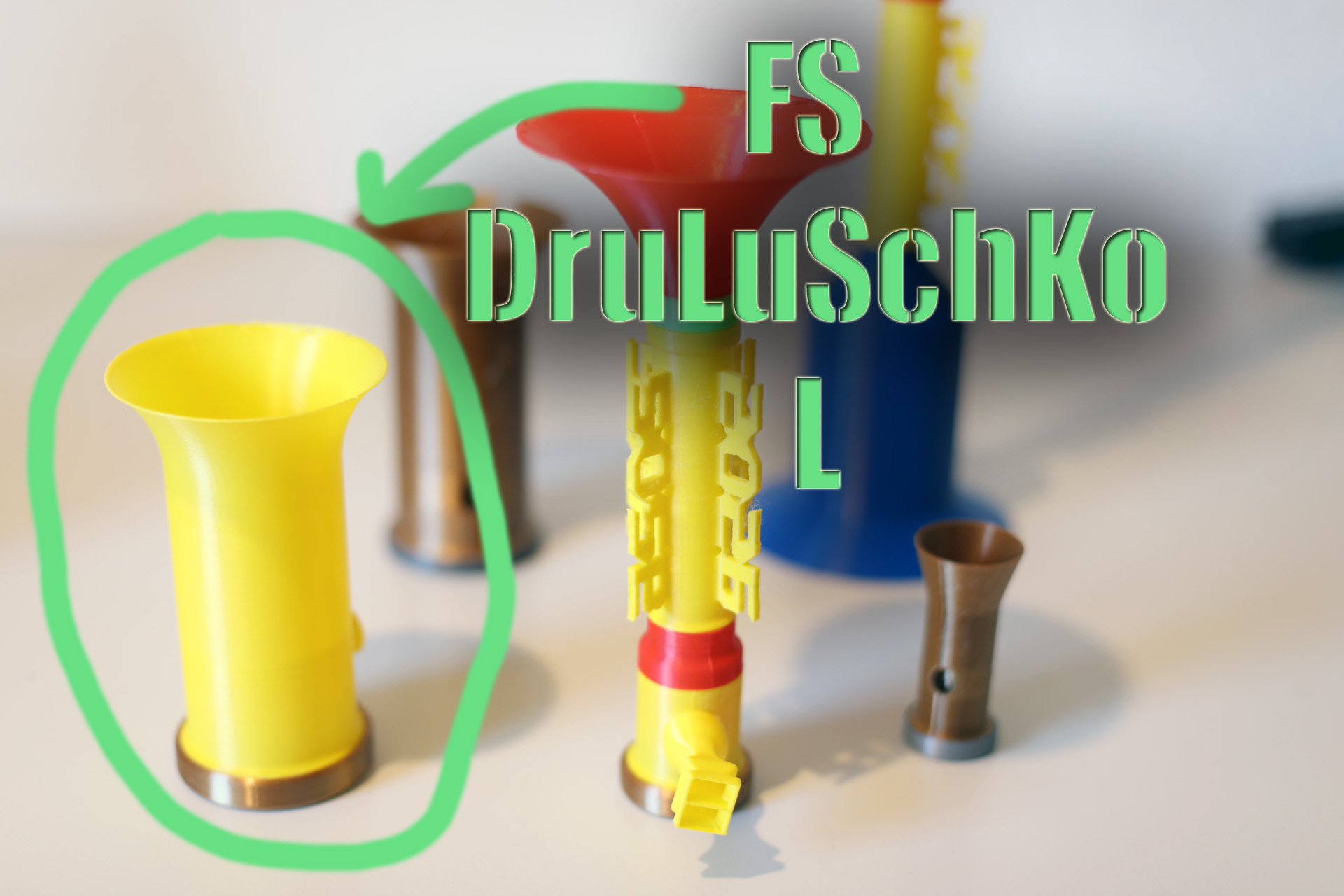 Membran-Pfeife - Tröte L / Membrane whistle - horn L - FS DruLuSchKo L