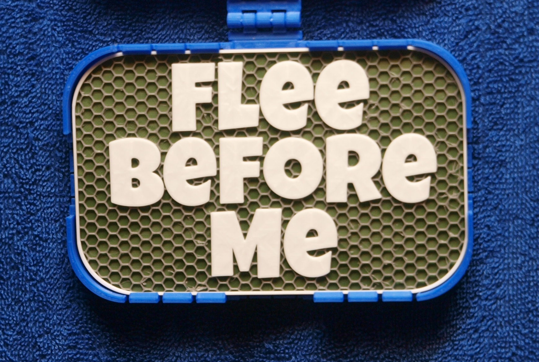 Flee Before Me sign