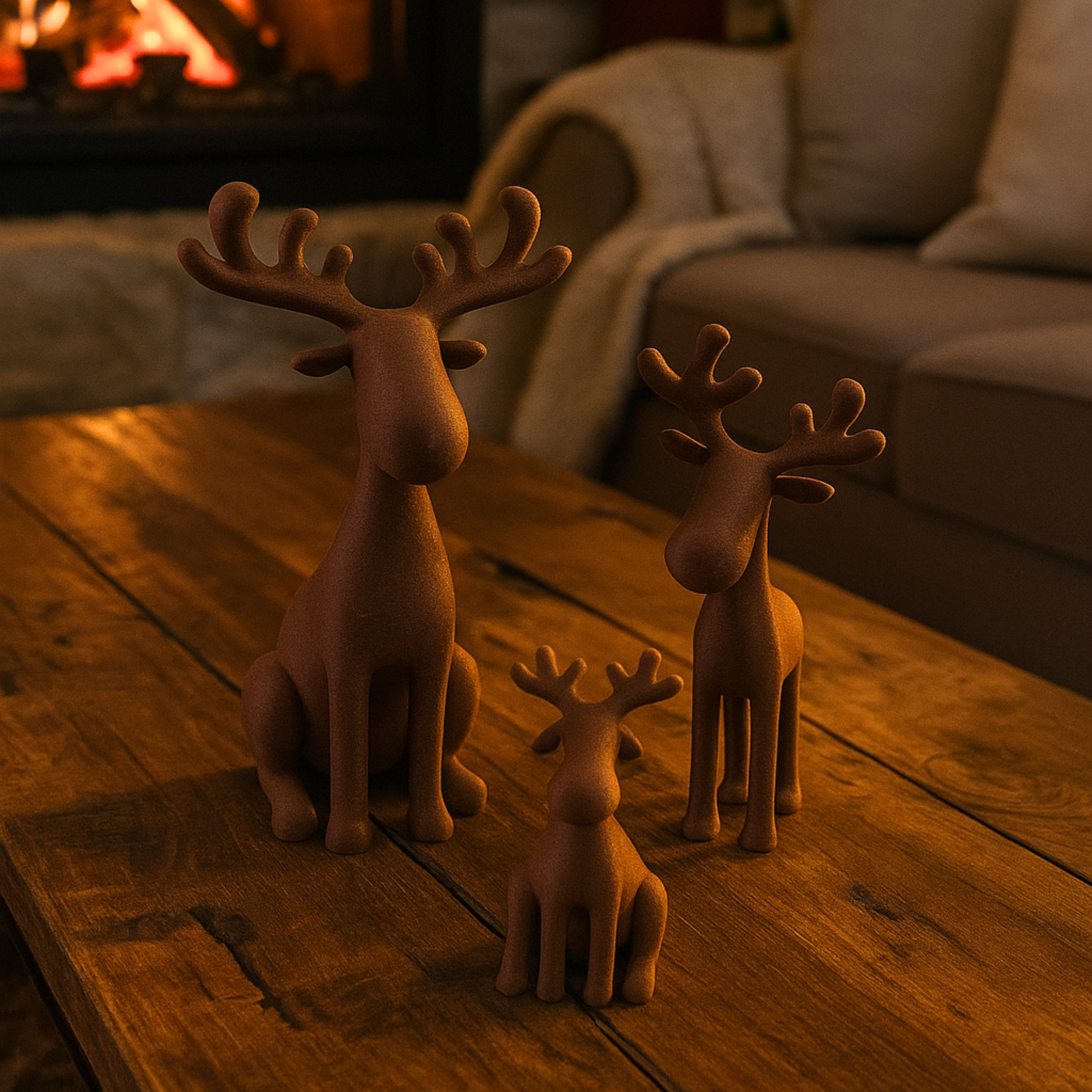 REINDEER FAMILY ABSTRACT / CHRISTMAS DECOR / HOMEDECOR / TABLEDECOR