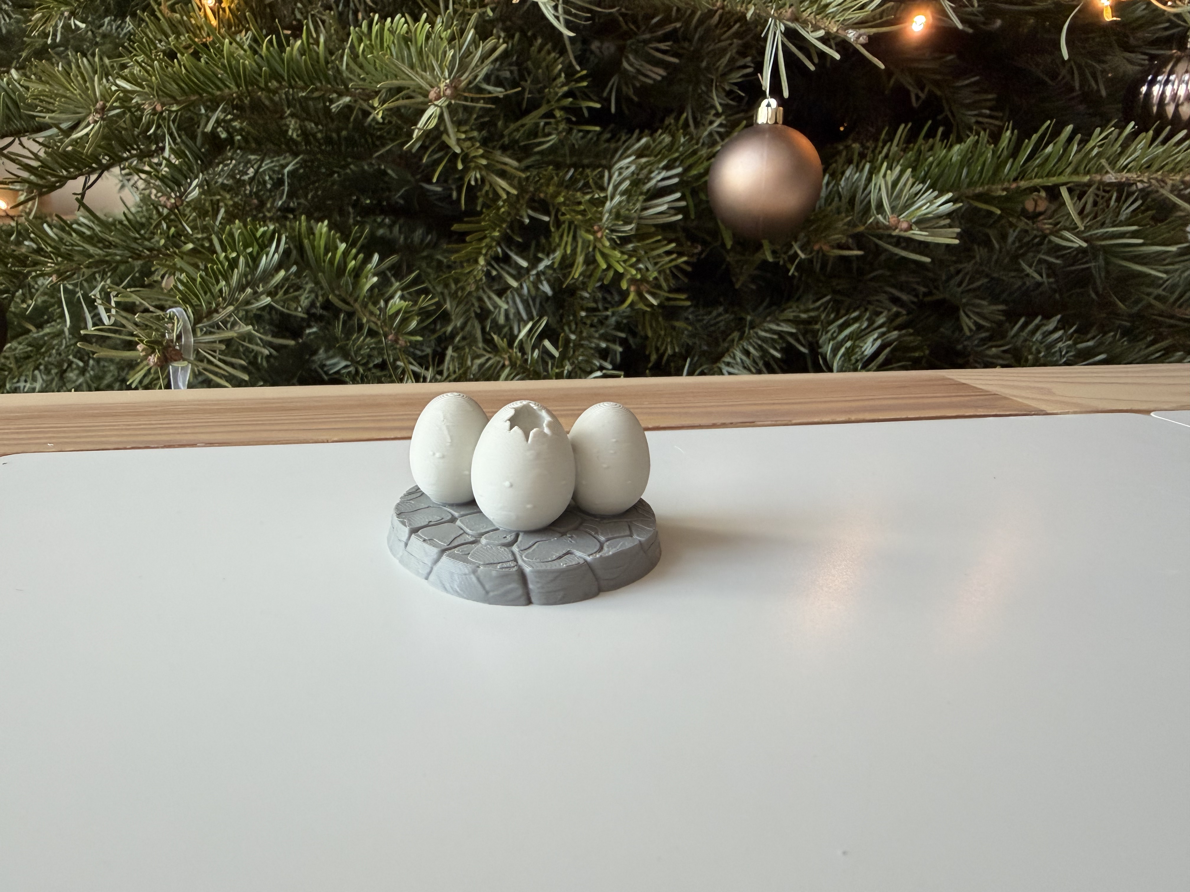 Dinosaur eggs on a stone