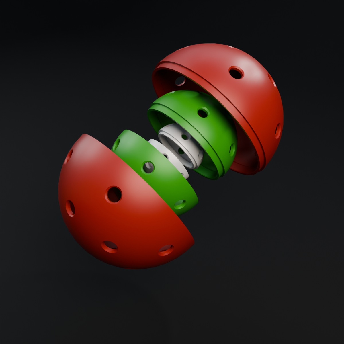 Perforated concentric balls