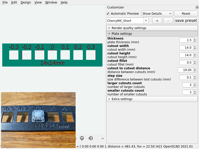 Keyboard plate fit test for Cherry MX, Alps or Choc