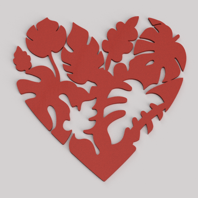 Tropical Leaf Heart 3D model by PrintVision