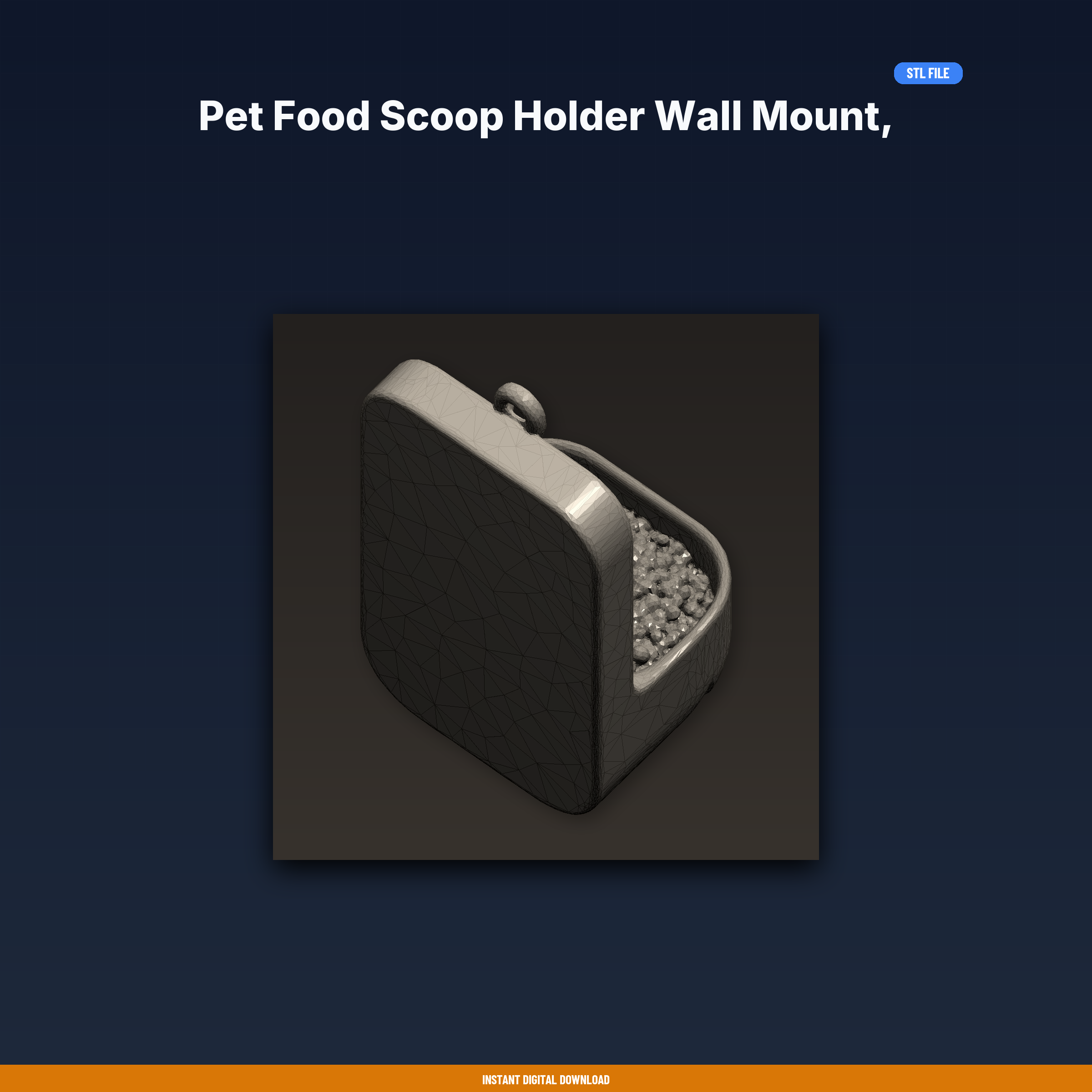 Pet Food Scoop Holder Wall Mount, Scoop Cradle With Drip Tray, - 3D Printable STL File