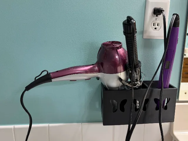 Wall Mounted Bathroom Organizer Hair Dryer / Straightener / Curling Iron Holder