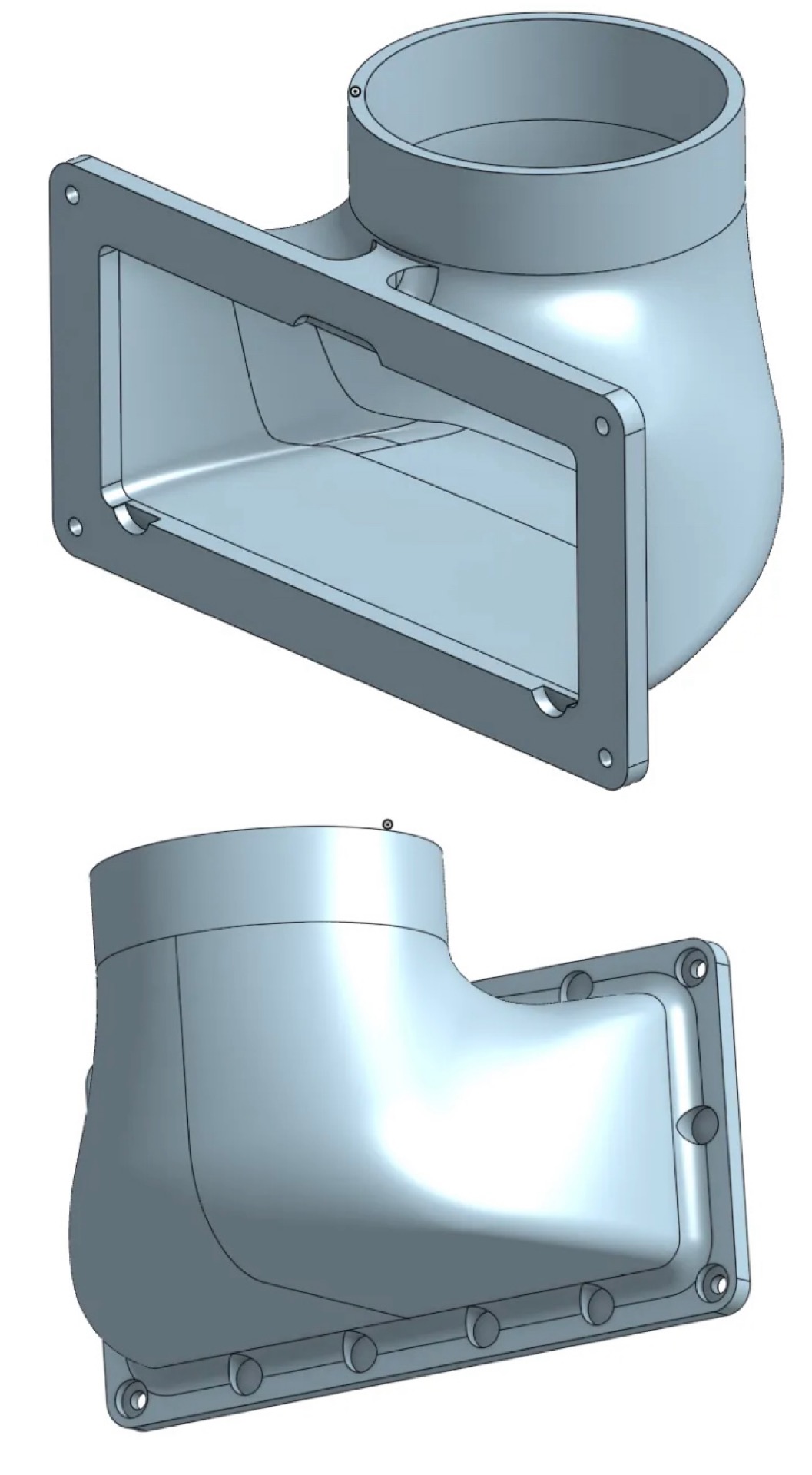 Prusa Core One Rear Ventilation Mount 3in & 4in Hose 90deg