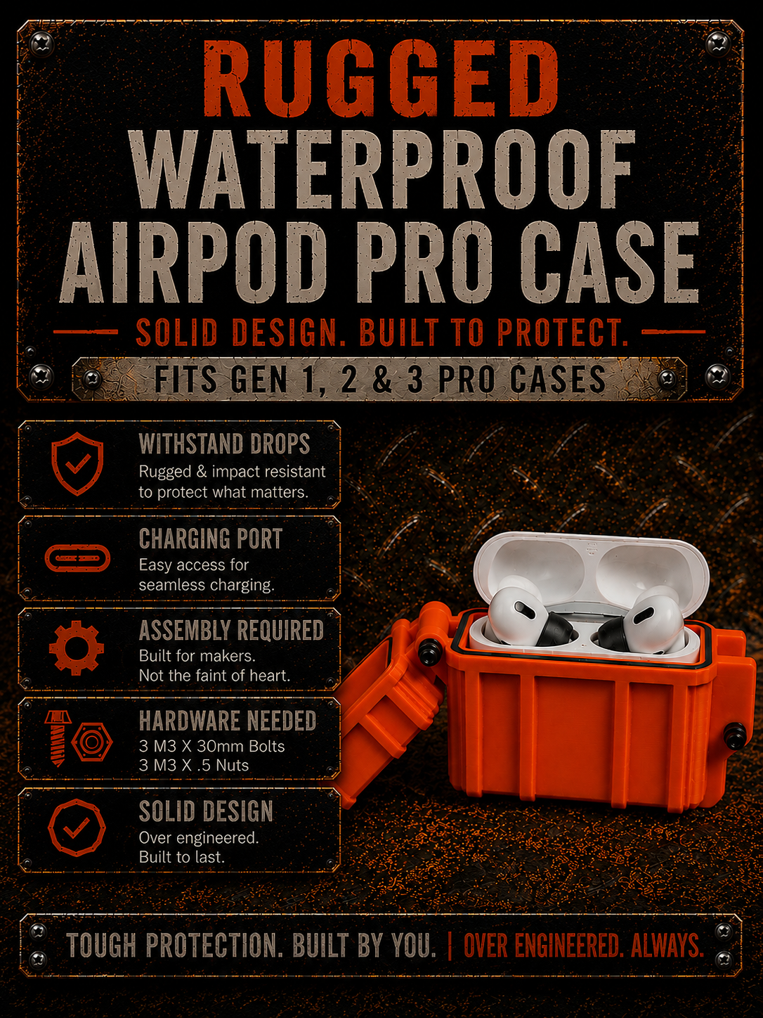 Rugged Waterproof Airpod Pro 1 & 2 Case — miniatura 2