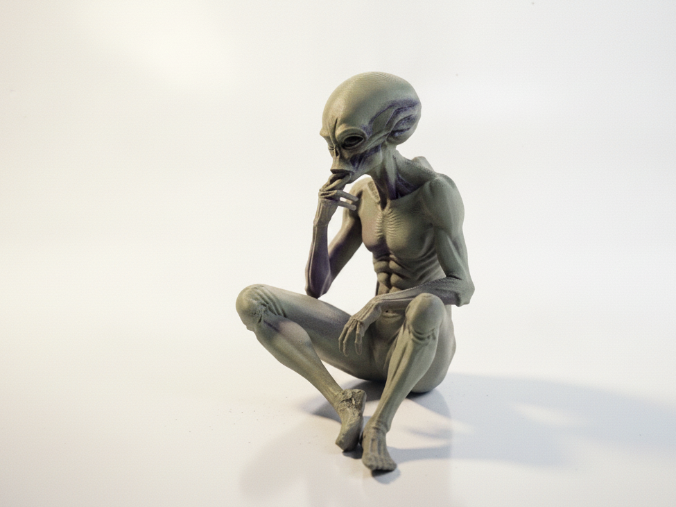 Thinking Alien Figurine Fantasy 3D Printable