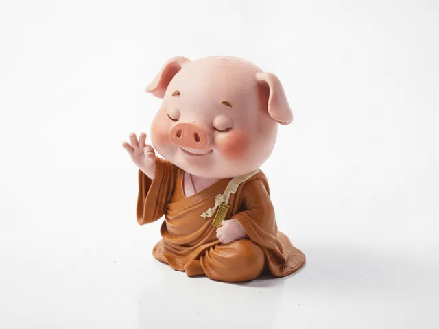 Meditating Pig Figurine Animal Sculpture 3D Printable