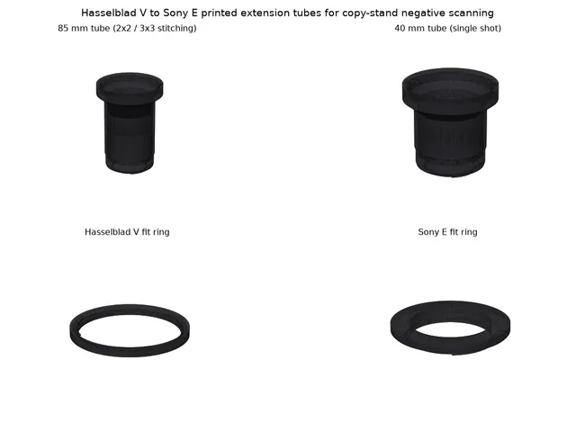 Hasselblad V to Sony E extension tubes for copy-stand film scanning