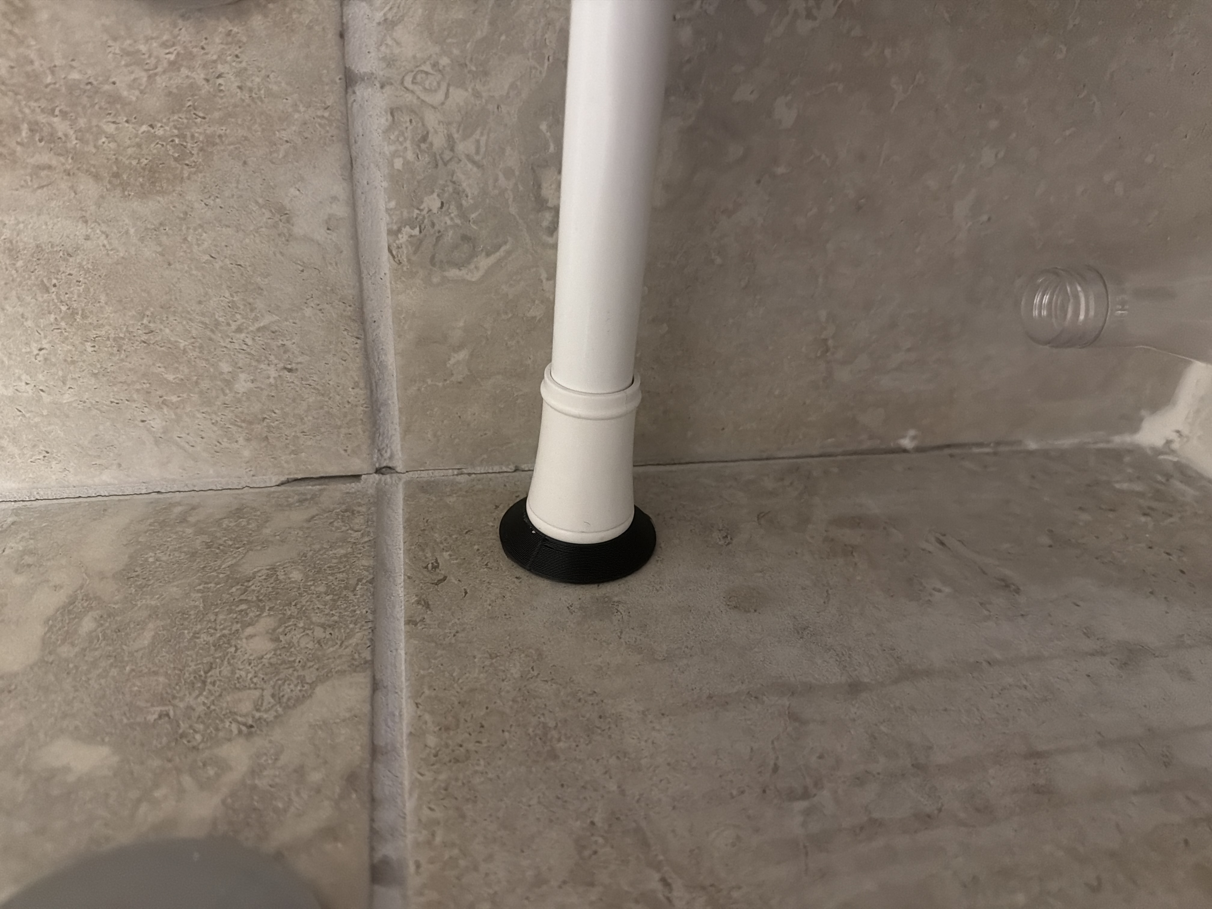 Shower curtain tension rod foot