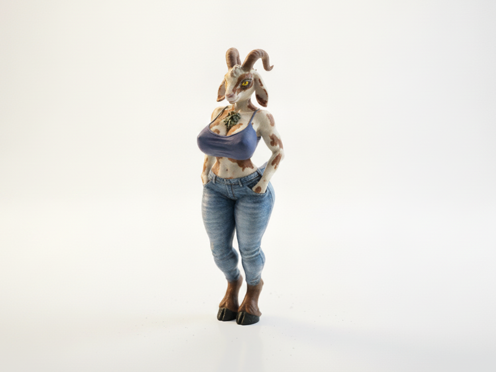 Goat Lady Anthropomorphic Female Figurine 3D Printable