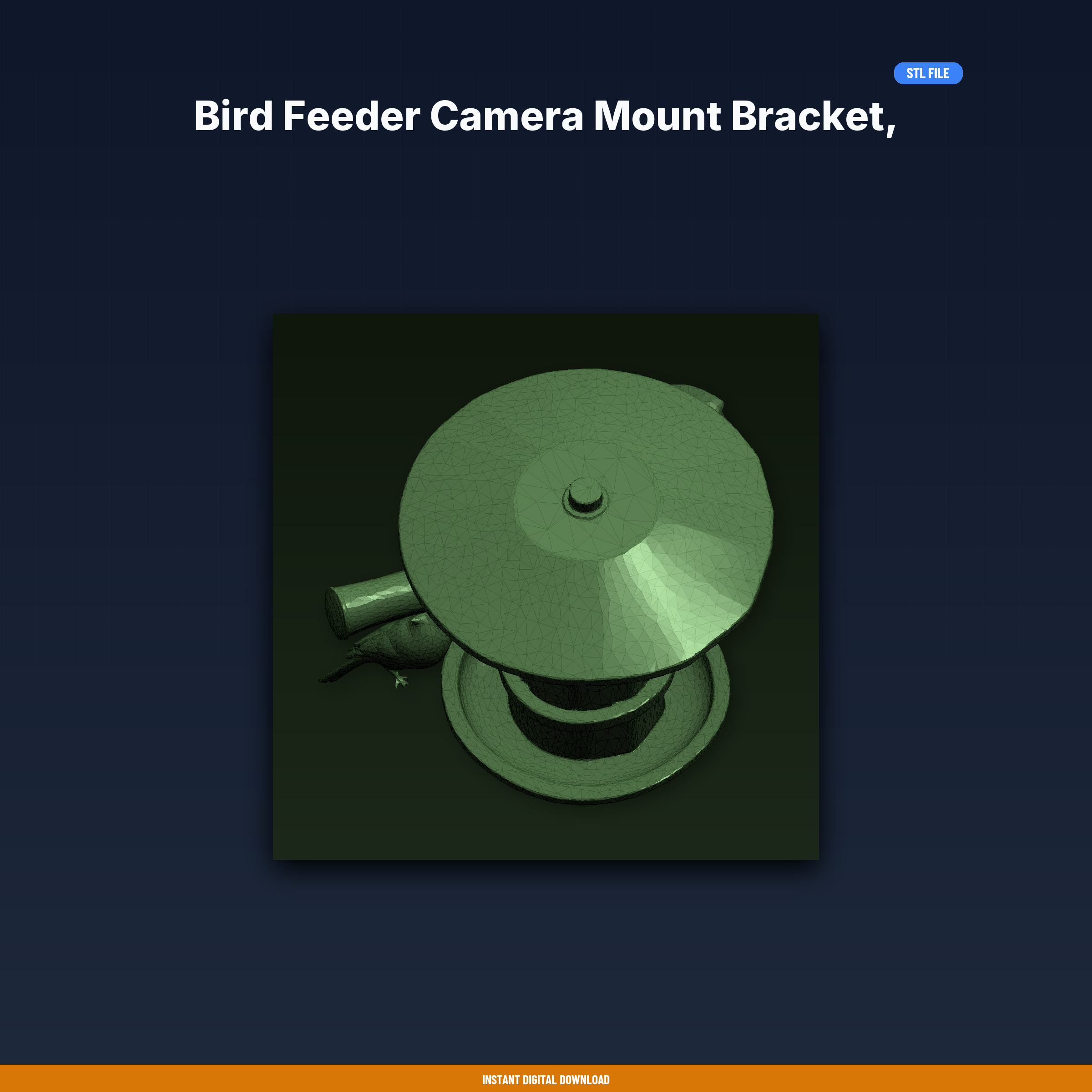 Bird Feeder Camera Mount Bracket, Positions Camera For Bird - 3D Printable STL File