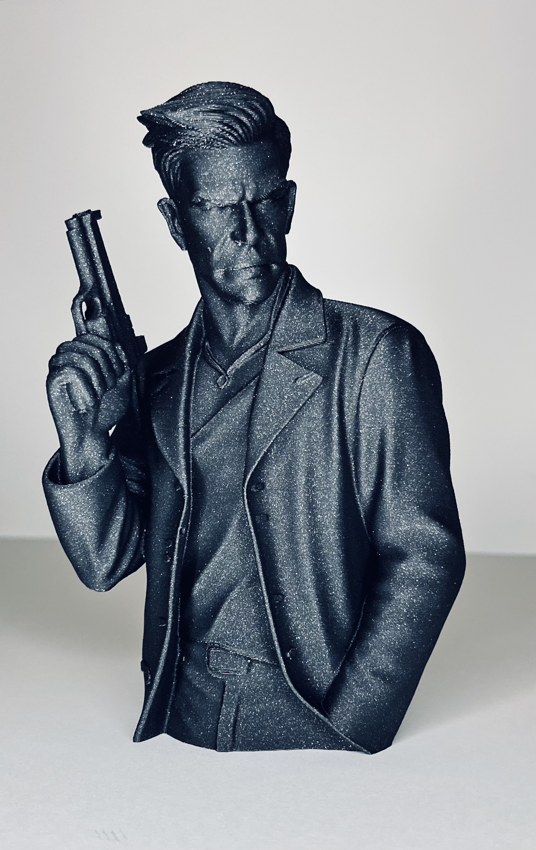 Statute with gun game figure table top shelf figure old school games home office decors max payne