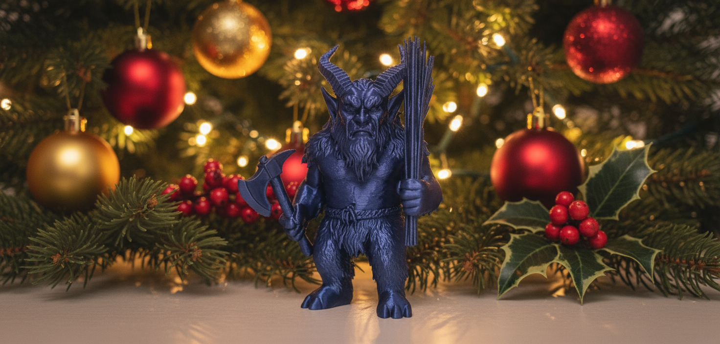 Krampus with Axe and Rods Christmas Figure