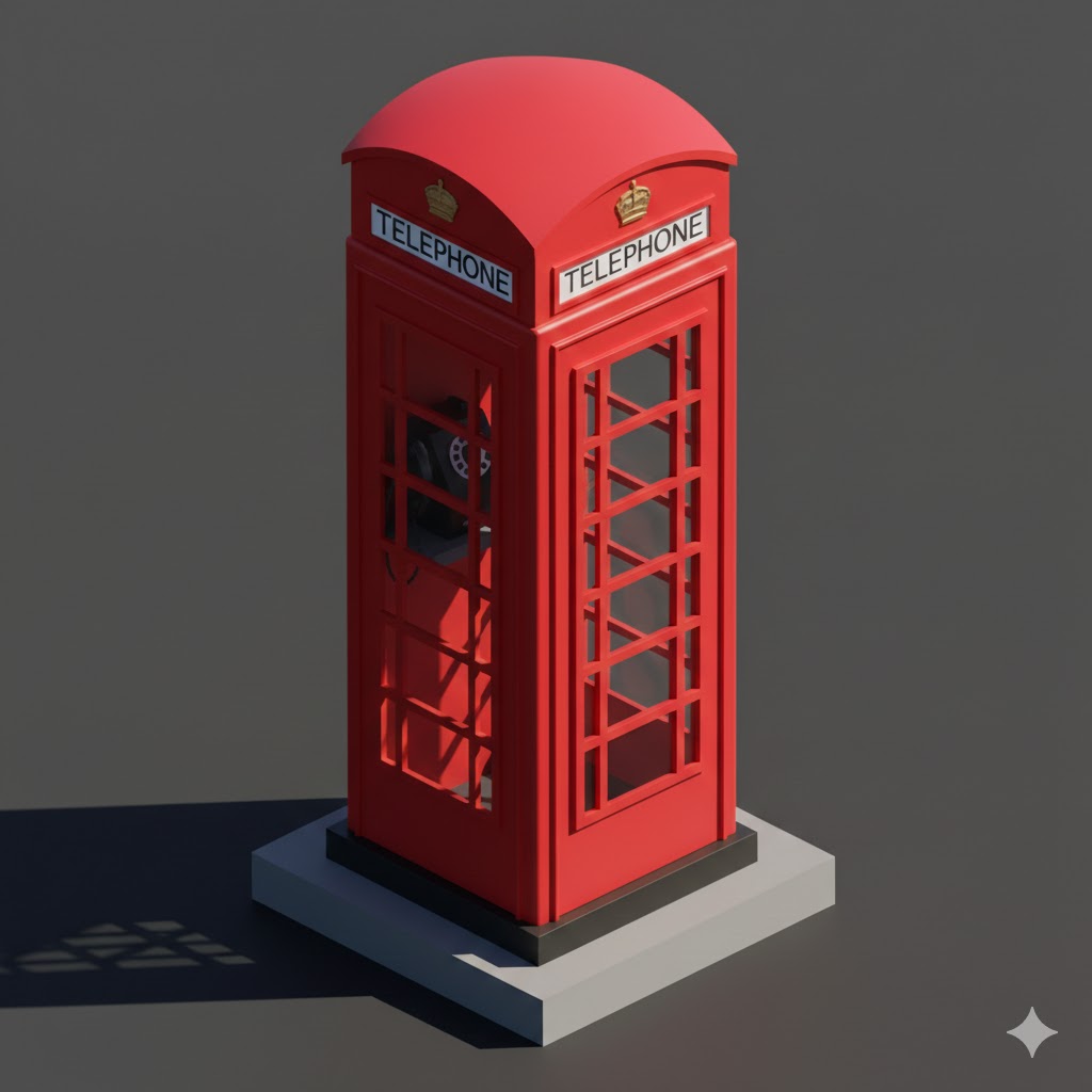 Low Poly Phone Booth (Vintage)