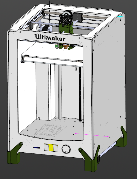 Ultimaker 2+(extended) - tall feet to fit electronics under printer + AC power switch mount