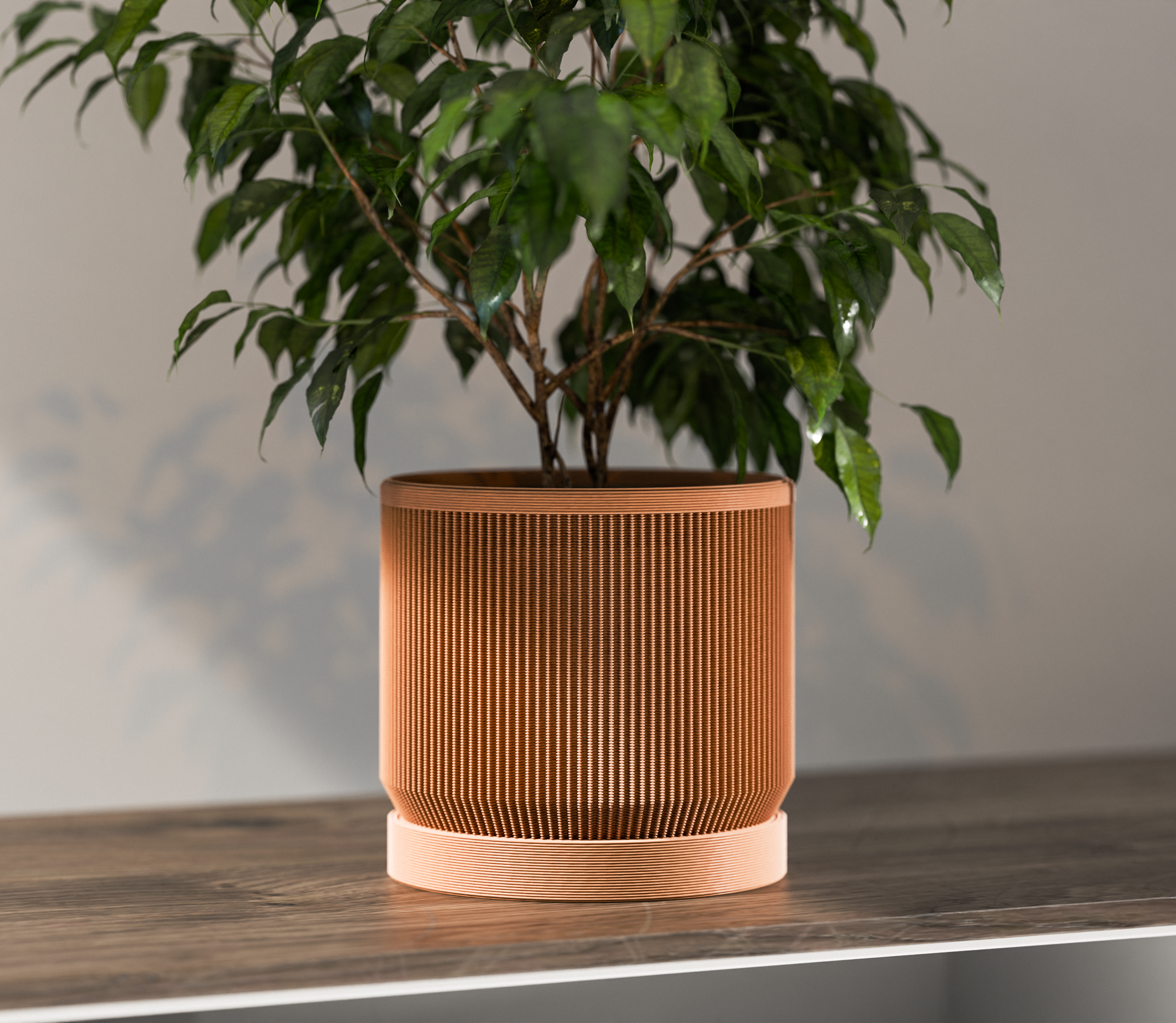 Mid Century Modern Plant Pot with Drip Tray