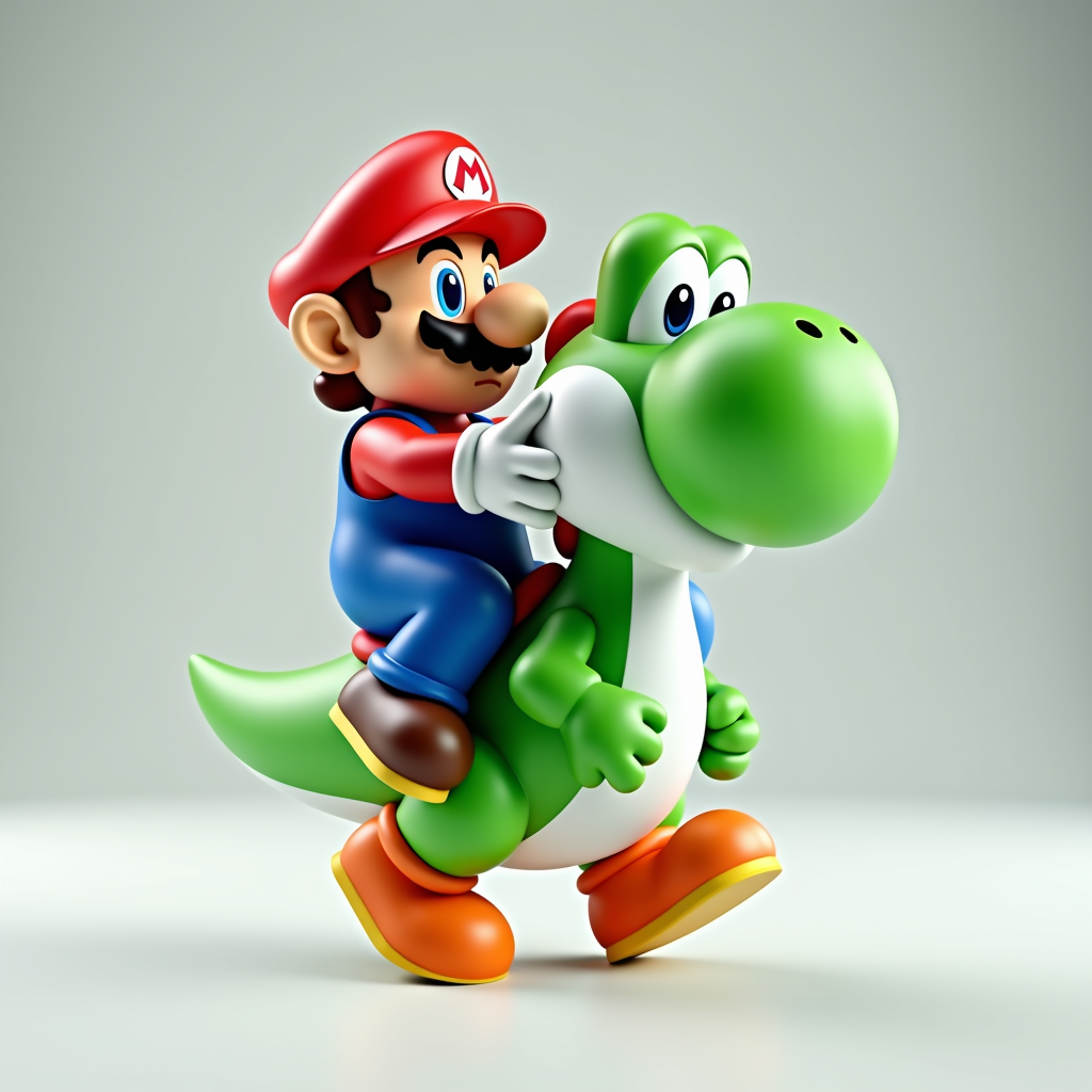Mario rides Yoshi