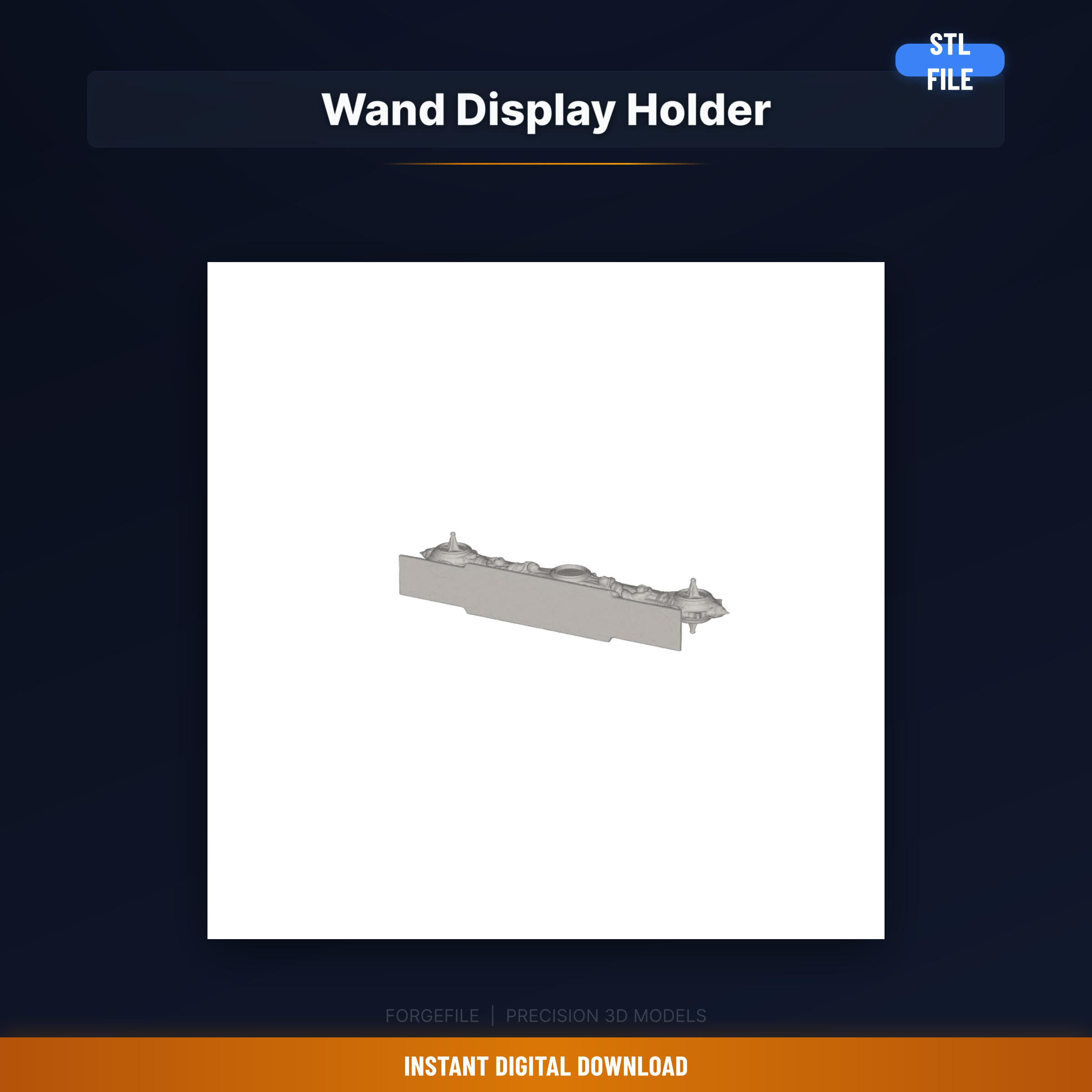 Horizontal Staff Holder With Moon Phase Carvings, Two Cradle Supports - 3D Printable STL File