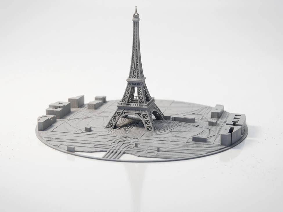 Eiffel Tower & Paris City Circular Topographic Map