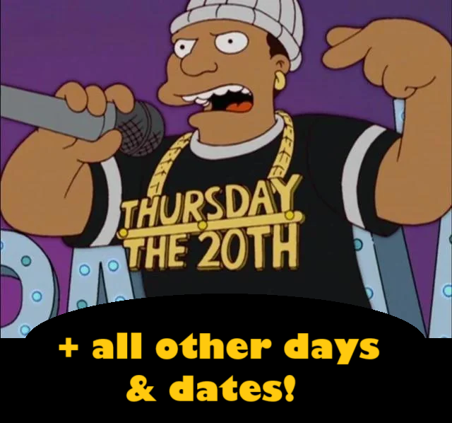 Simpsons Meme Necklace - all date combinations