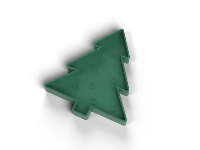 Christmas Tree Dish - Tree-Shaped Sweet and Trinket Dish, No Supports (OpenSCAD)