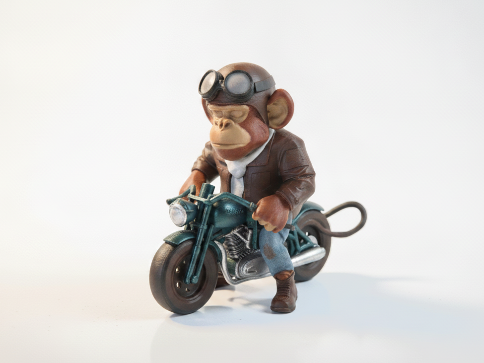 Biker Monkey Figurine Animal Collectible 3D Printable