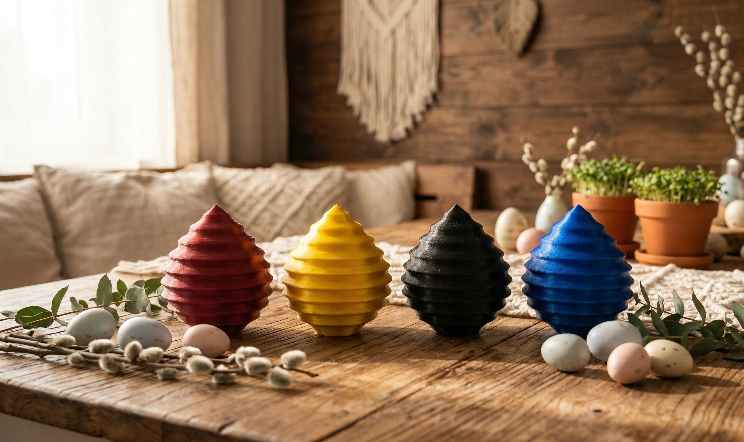 Modern Ribbed Boho Easter Egg 3D model by kkmmedia3d