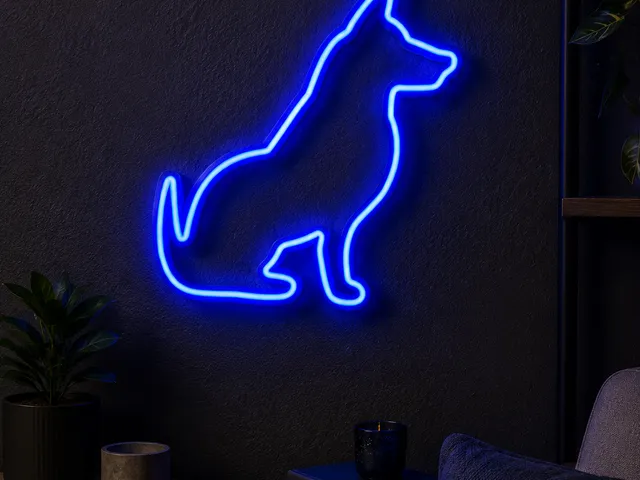 Neon Dog Silhouette 3D STL | LED Sign Sitting