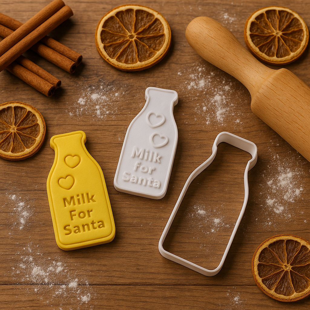 Milk For Santa Bottle Cookie Cutter & Embosser