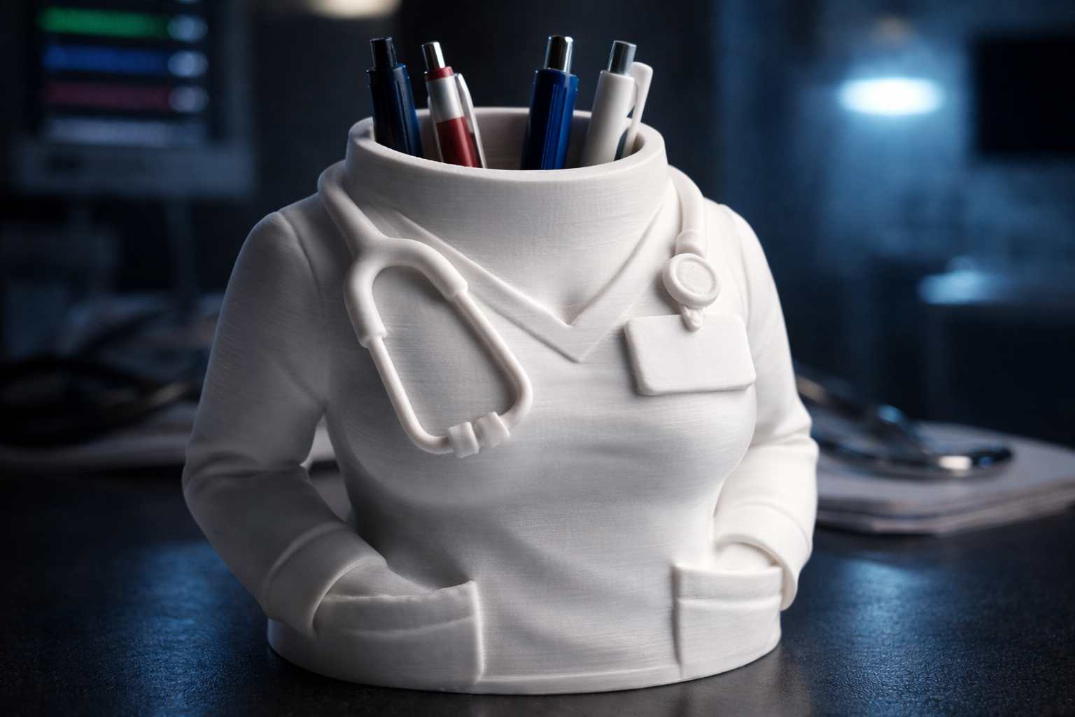 Doctor Coat Pen Holder – 3D Printed Medical Desk Organizer