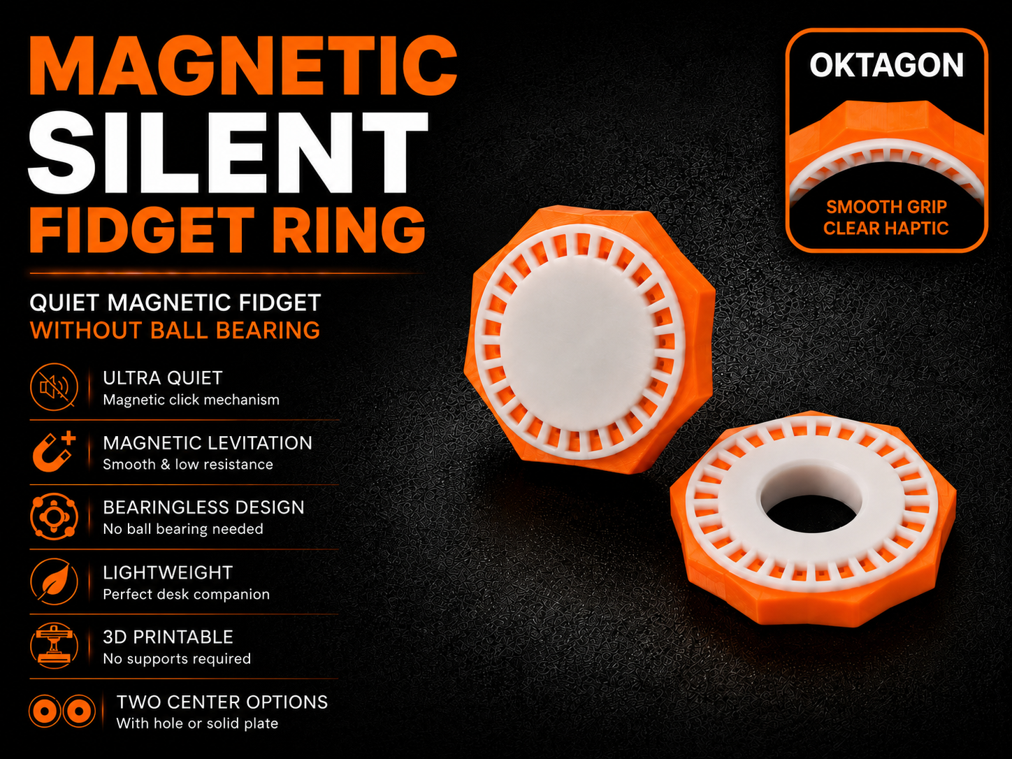 Magnetic Silent Fidget Ring without bearing – Oktagon