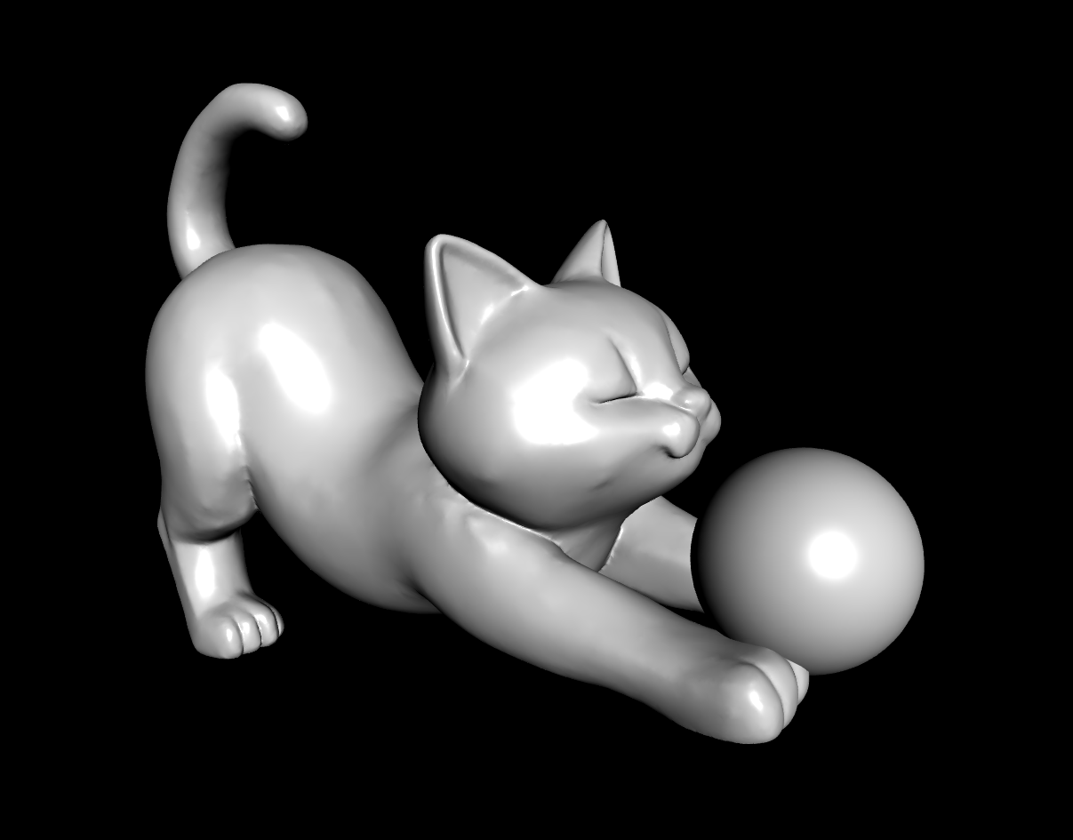 Stretching cat with ball or box