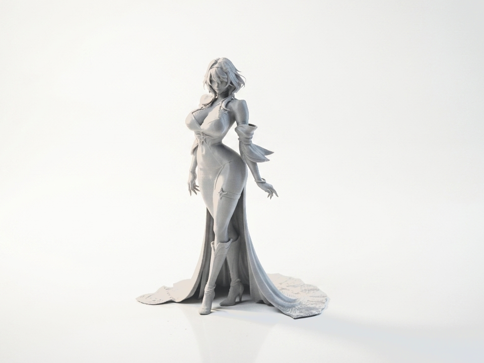 Elegant Female Figurine Japanese Dress 3D Printable
