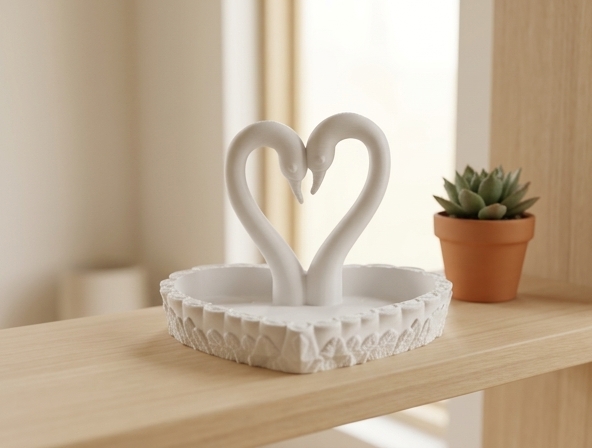 Swan Heart Trinket Tray and Jewelry Dish
