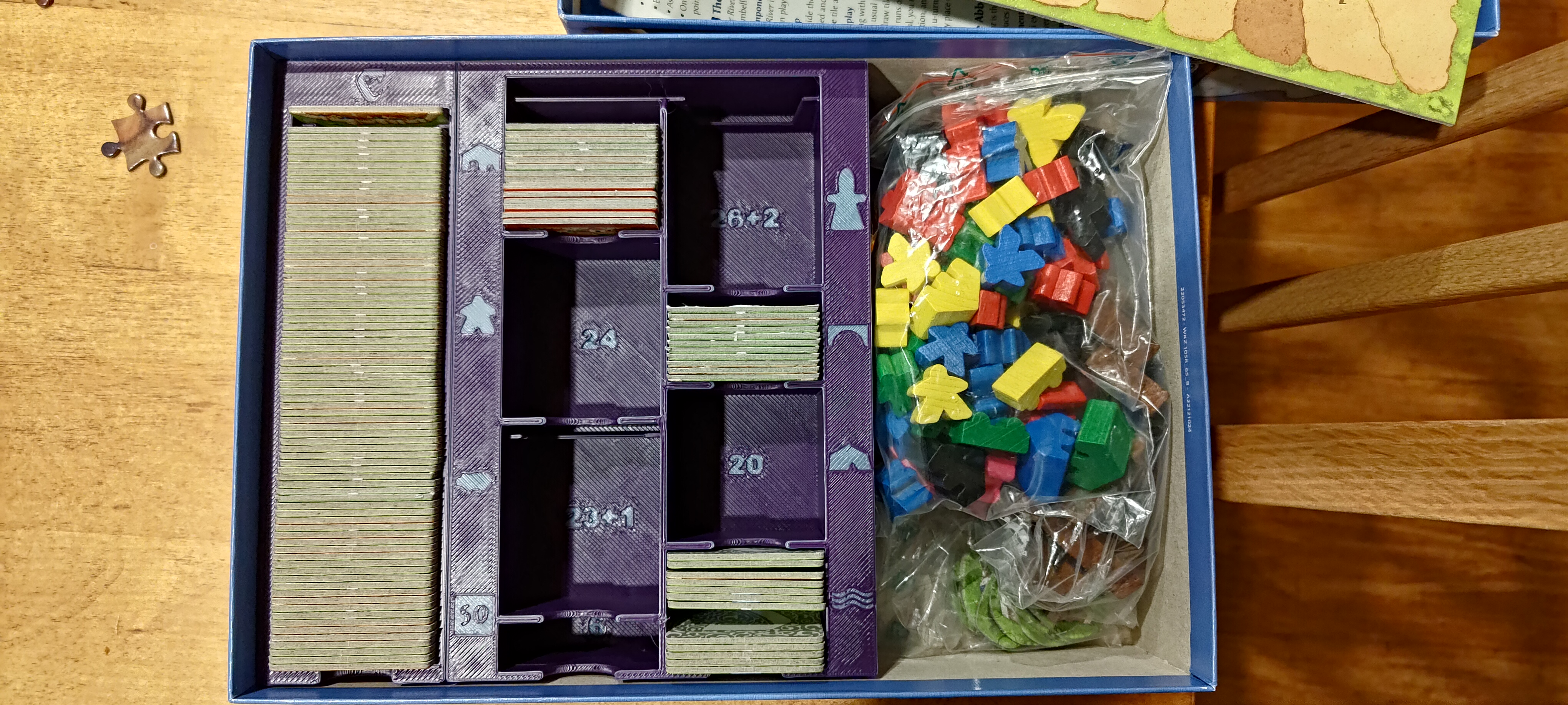 Carcassonne C2 box insert for base game tiles + C3 expansions 1-3,5,8 & 10