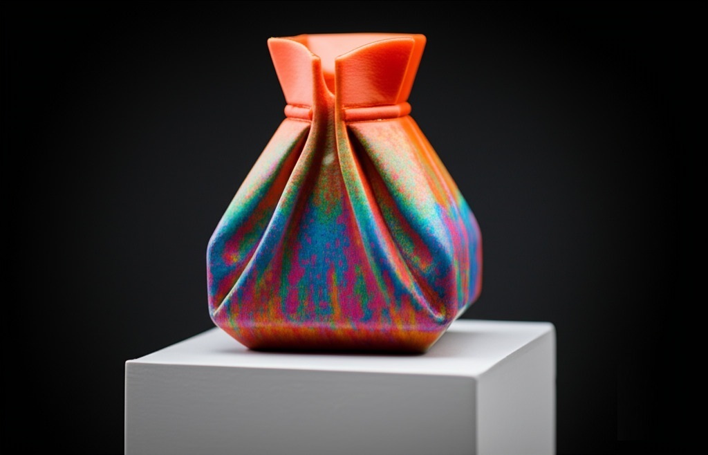 Minimalist Pouch vase, pencil holder. The "Folds"