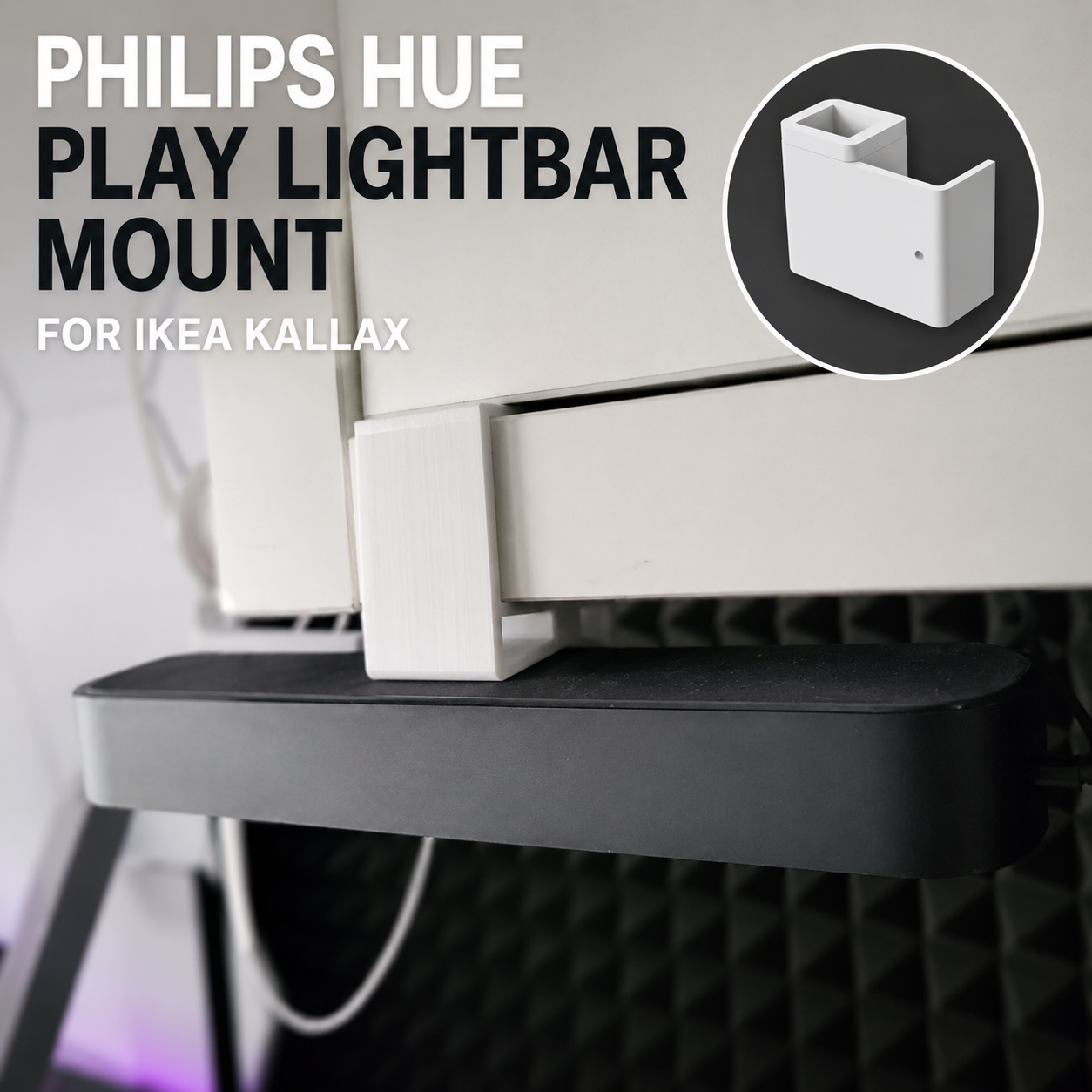 Philips Hue Play Lightbar Mount for IKEA Kallax – Snap-On