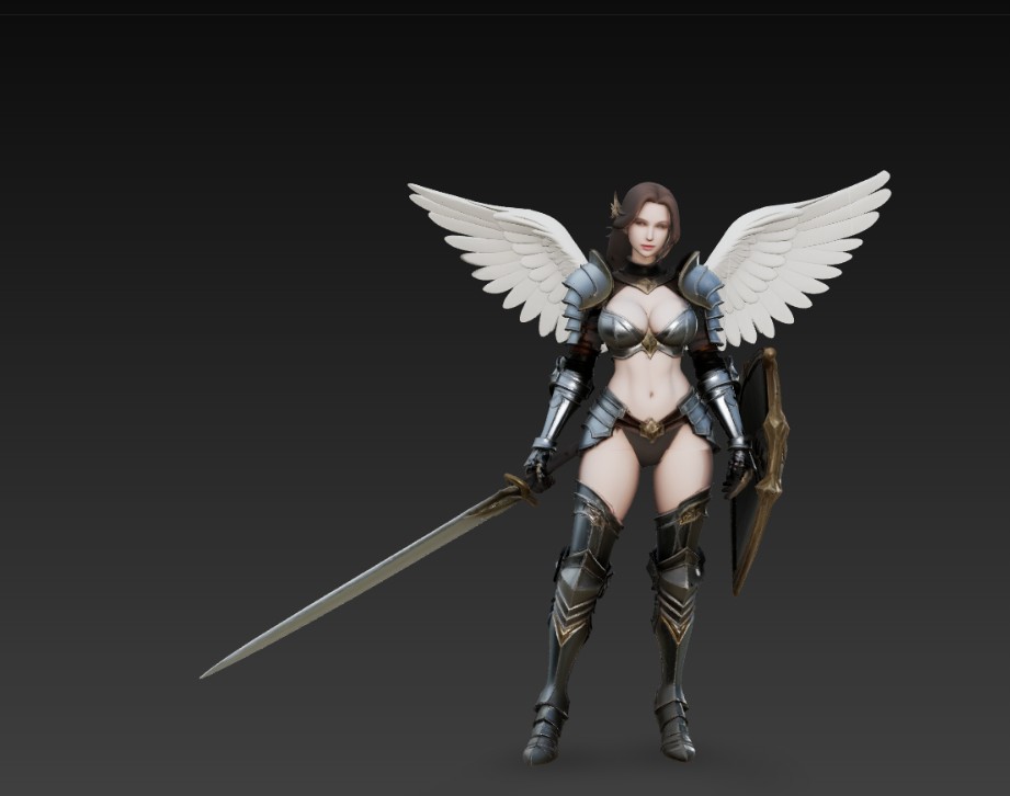 female angel in armor with sword and shield — miniatura 4