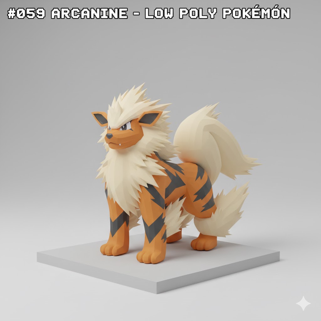 #059 Arcanine – Low Poly Pokémon