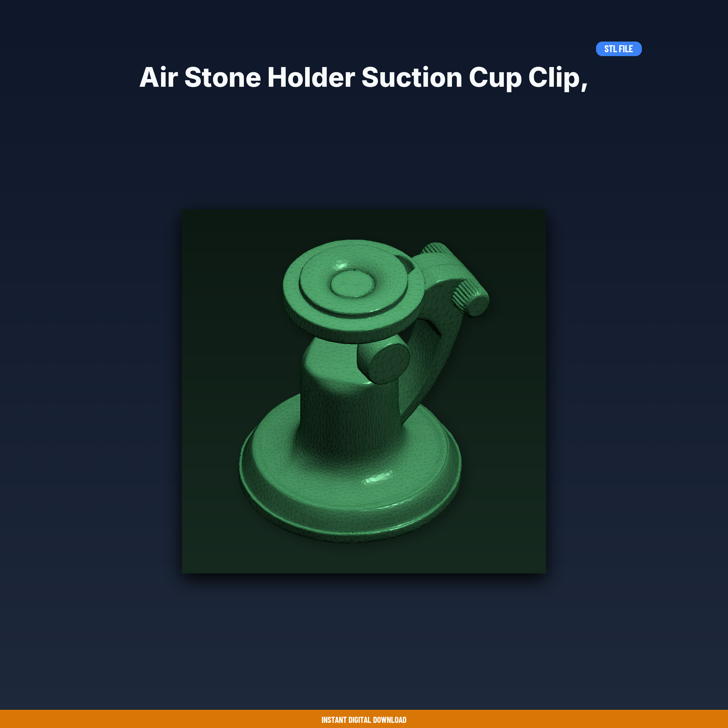 Air Stone Holder Suction Cup Clip, Keeps Stone In Place, Aquarium - 3D Printable STL File