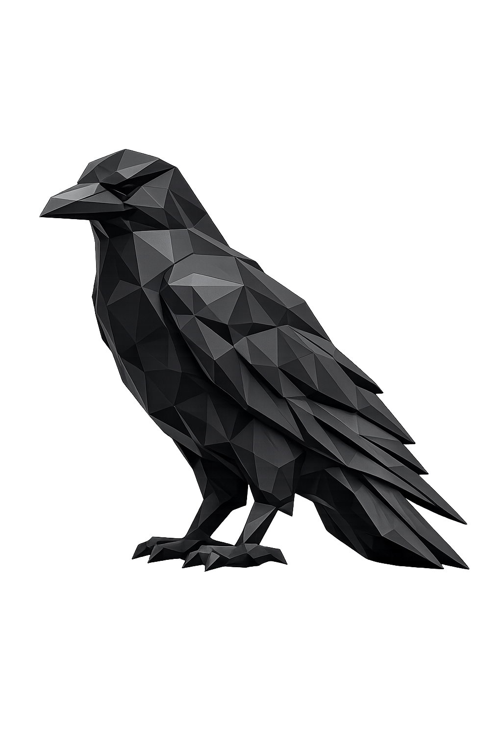 Low Poly Raven Sculpture – Modern Geometric Raven Decor