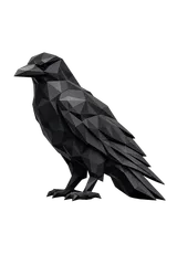 Low Poly Raven Sculpture – Modern Geometric Raven Decor