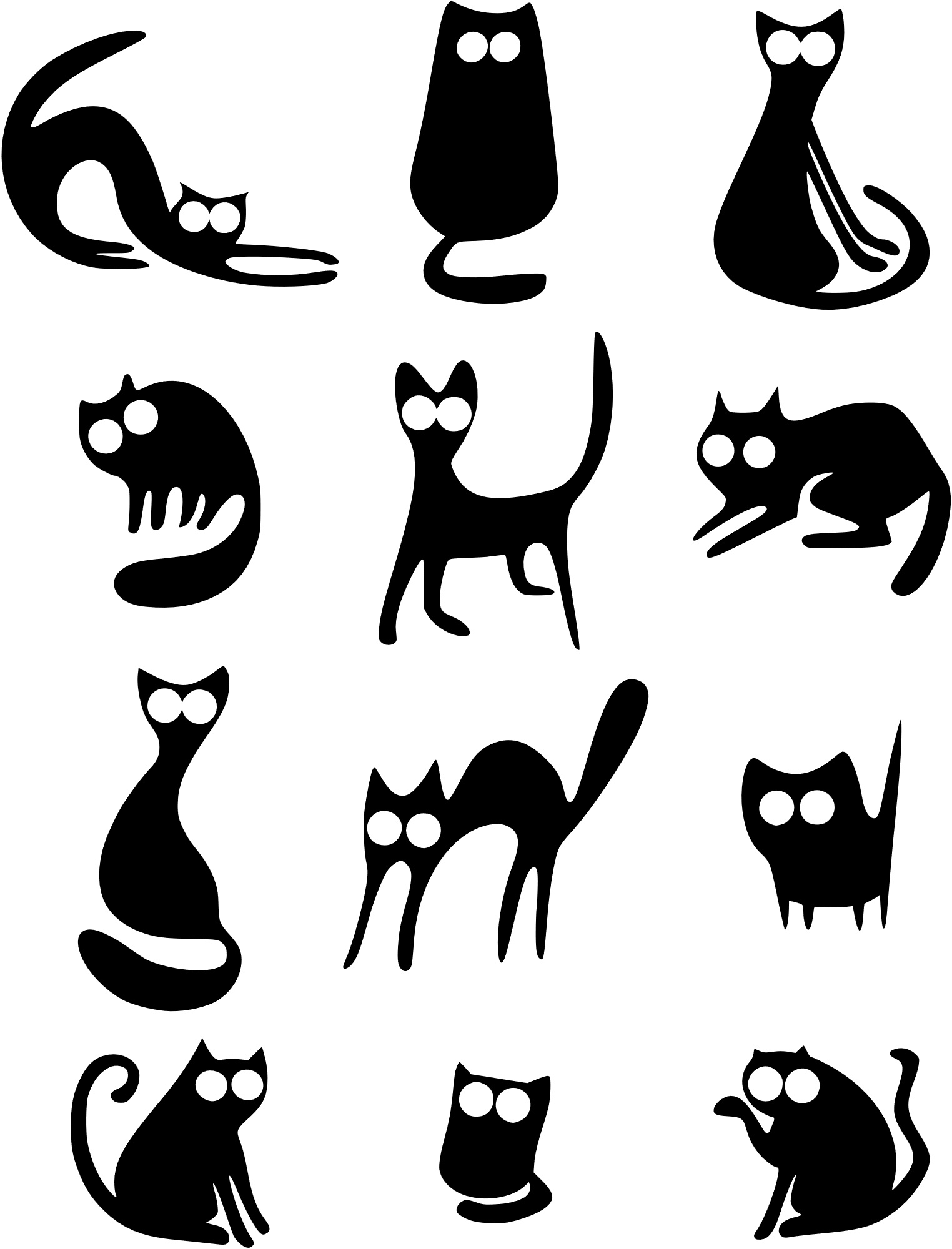 Cats silhouettes (serie 12 pcs)