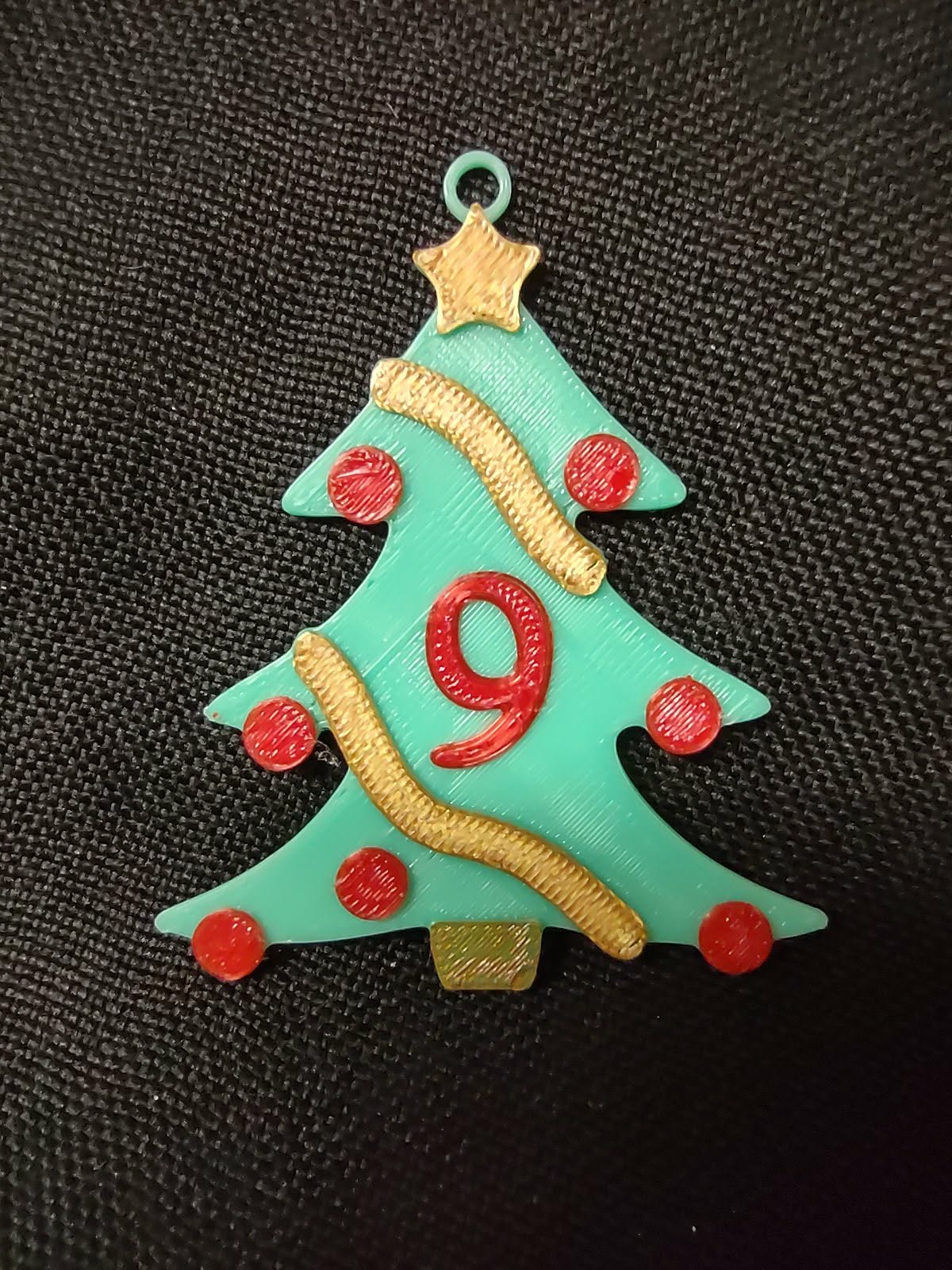 9 Number - Christmas Tree with Baubles, Tinsels and Star